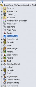 Sheet Metal Feature in Feature Tree